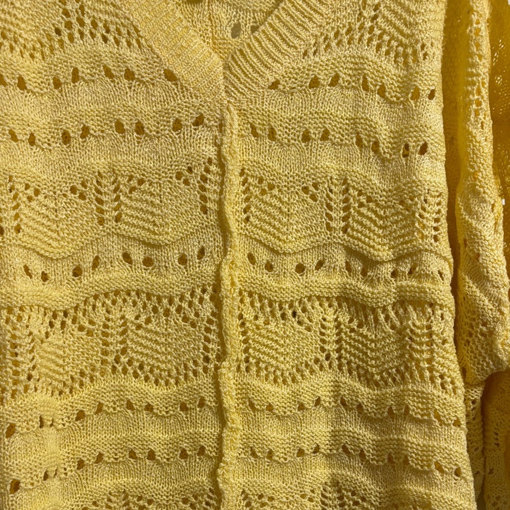 POL Yellow Open-Weave V-Neck Sweater BRAND NEW - Picture 4 of 15